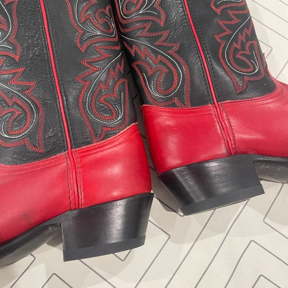 Dan Post Red and Black Cowgirl Boots - Picture 6 of 10